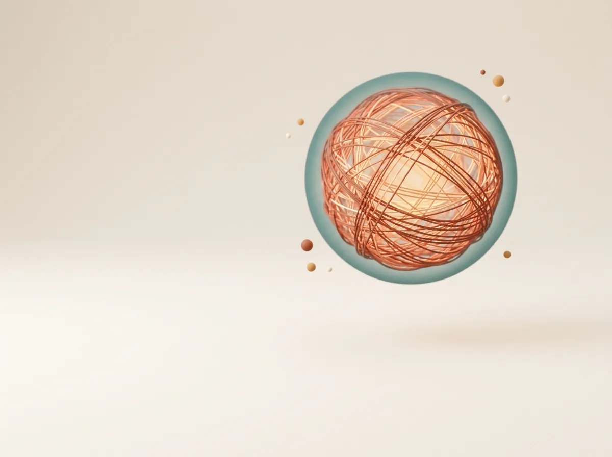 A glowing neural-filament orb wrapped in a teal halo