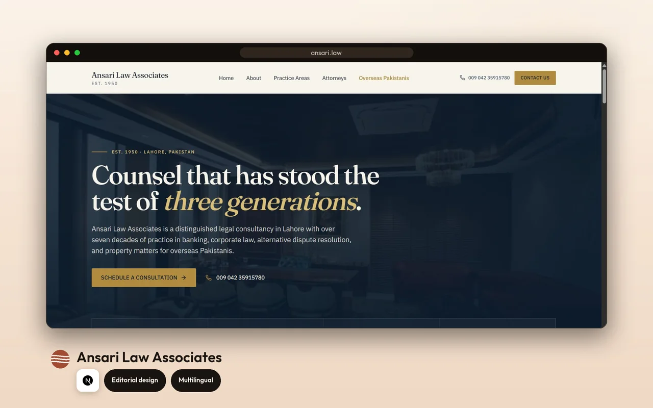 Ansari Law Associates — Lahore legal consultancy — product screenshot