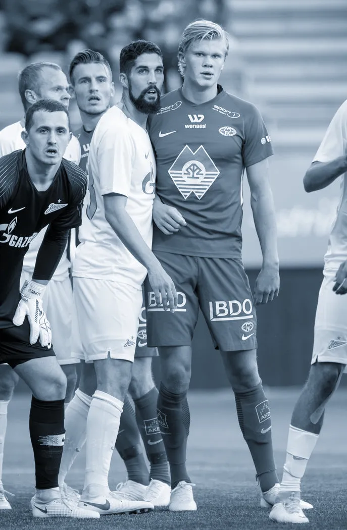 Eighteen-year-old Erling Haaland in the Molde kit against Zenit, August 2018